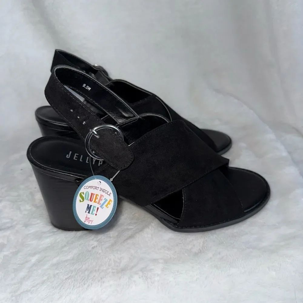 Jellypop Cross-Strap Chunky Heel Sandals